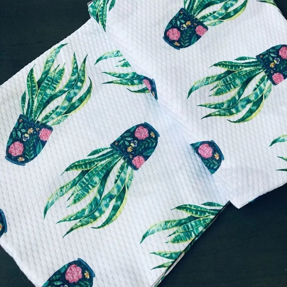 Dracaena Snake Plant Boho Botanical Plants Fabric Shower Curtain